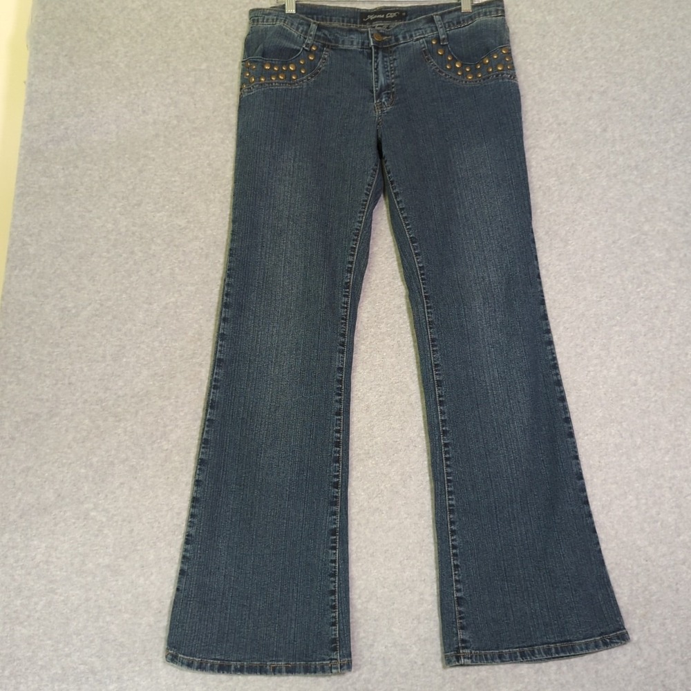 D. Jeans Boot Cut Women's Size 13 Blue Medium Wash Studded Stretch Denim‎ Jeans